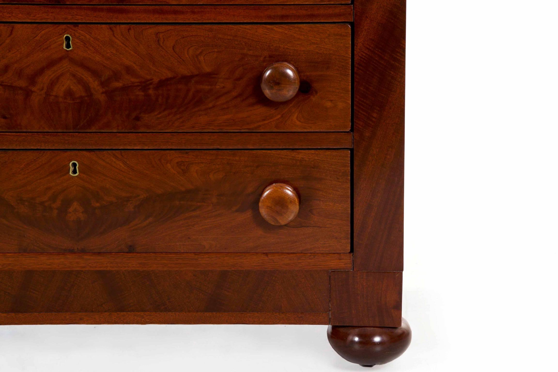 American Late Classical Crotch-Mahogany Writing Desk over Chest c. 1850-70 2