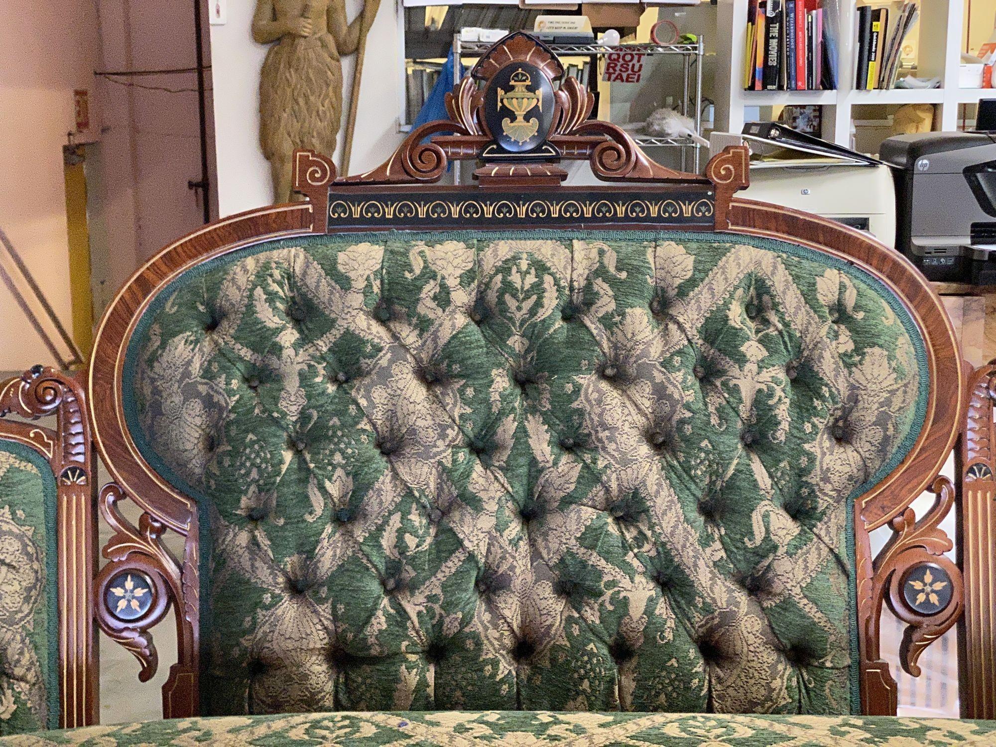 American Late Victorian Renaissance Revival Parlor Sofa & Chair set For Sale 6