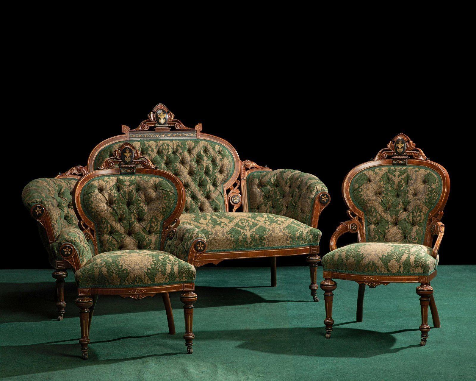 Amerikanisches spätviktorianisches Renaissance-Revival-Sofa & Stuhl-Set (Nordamerikanisch) im Angebot