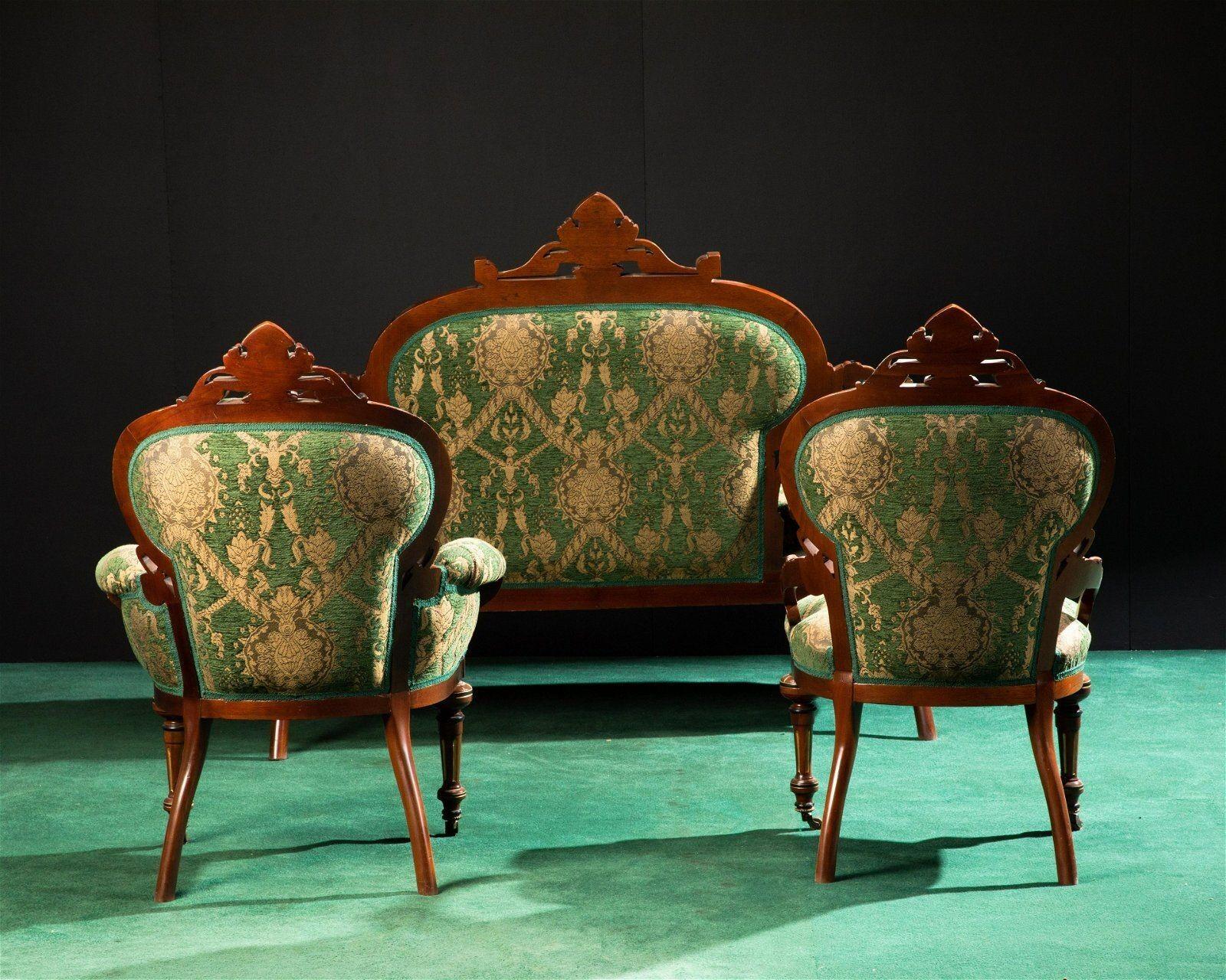 Amerikanisches spätviktorianisches Renaissance-Revival-Sofa & Stuhl-Set (Spätes 19. Jahrhundert) im Angebot