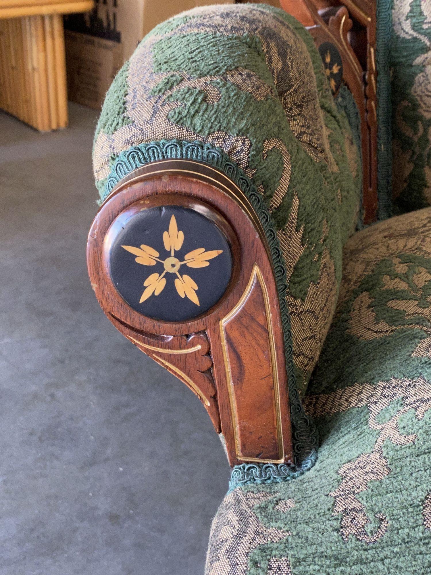 Walnut American Late Victorian Renaissance Revival Parlor Sofa & Chair set For Sale