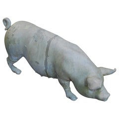 Cerdo de plomo americano para enraizamiento ornamental de jardín, circa 1880