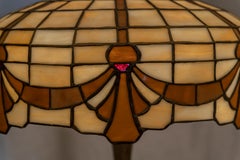 Amerikanische Bleiglas-Tischlampe von Lamb Bros:: Napanee Indiana:: um 1910