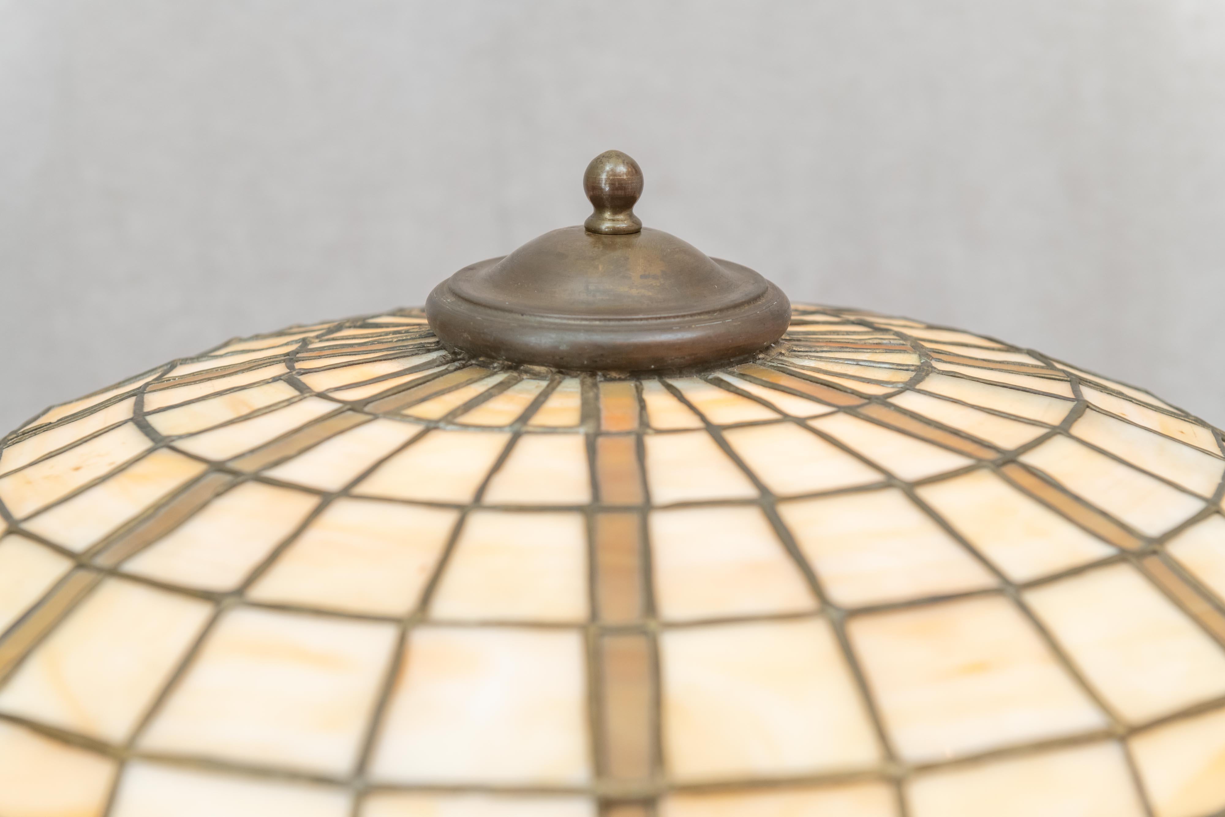 Arts and Crafts American Leaded Glass Table Lamp by Lamb Bros, Napanee Indiana, circa 1910