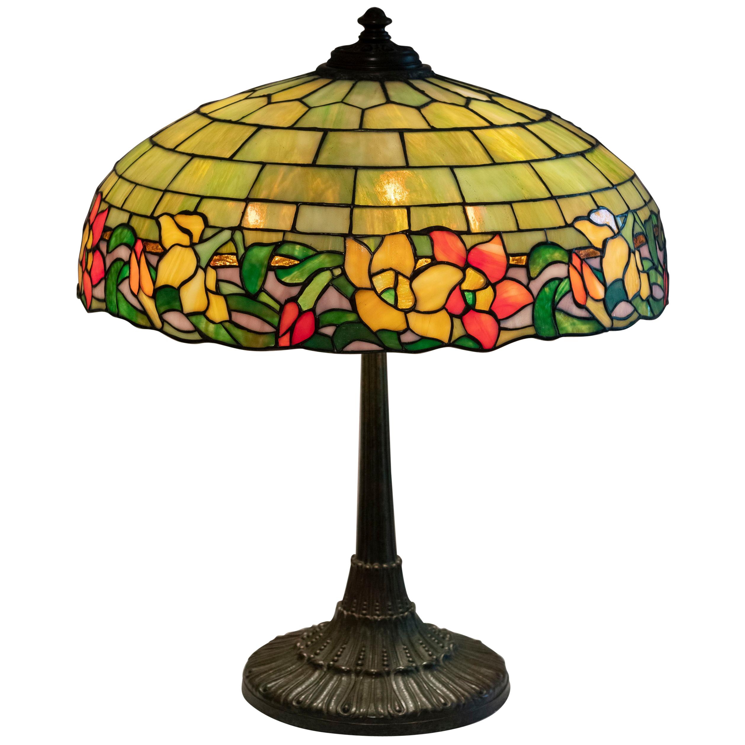 American Leaded Glass Table Lamp by Wilkinson, circa 1910