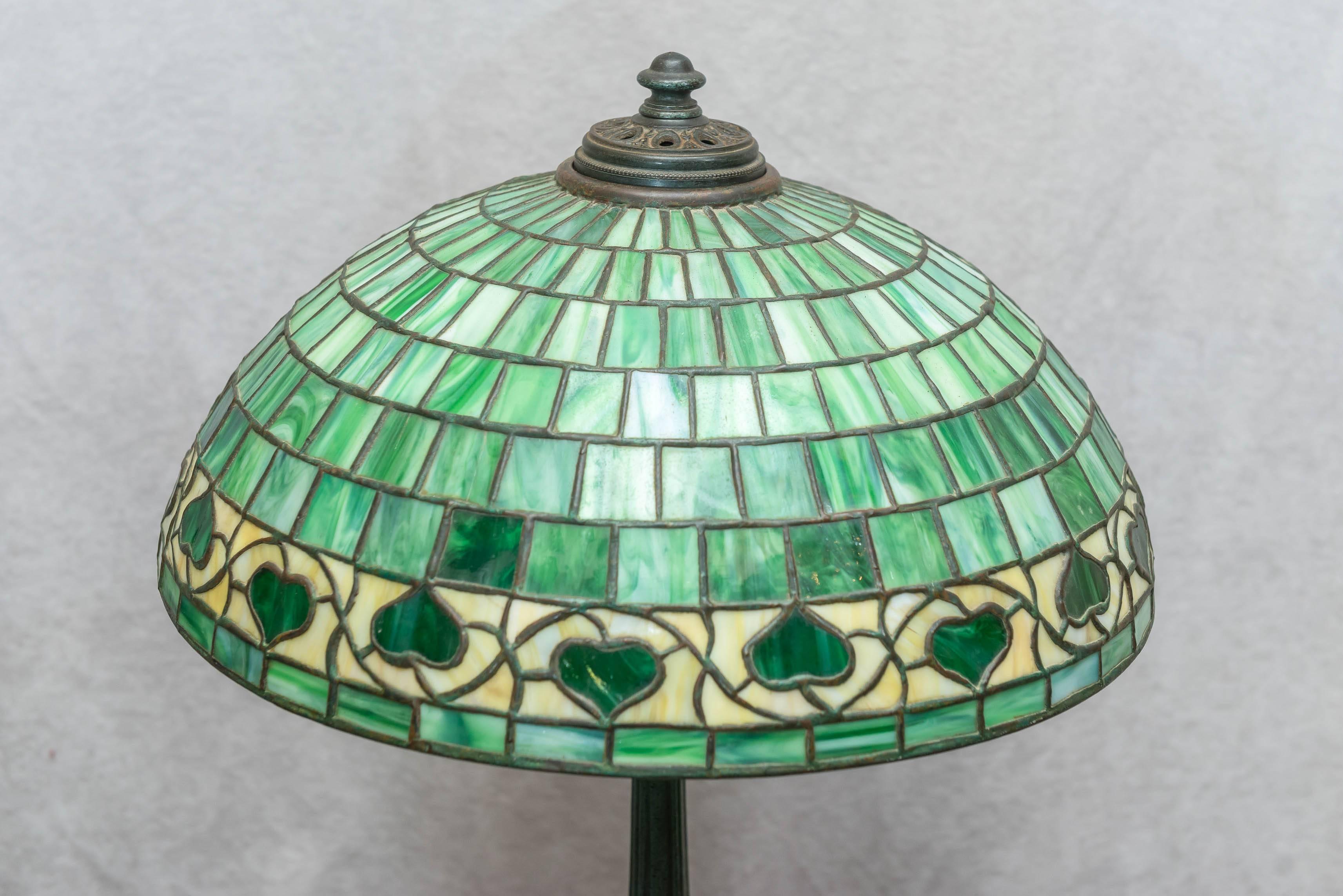 American Leaded Glass Table Lamp by Wilkinson, circa 1910 In Excellent Condition In Petaluma, CA