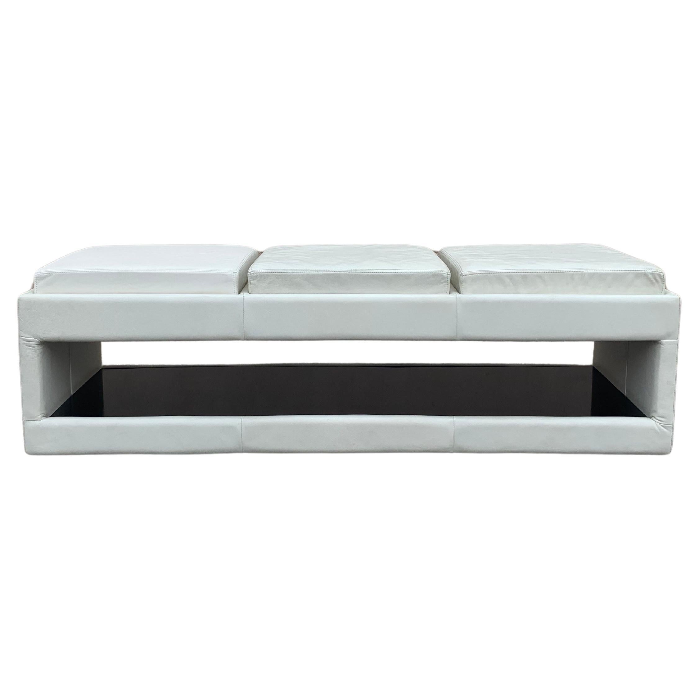 American Leather 3 Seat Bench in White For Sale