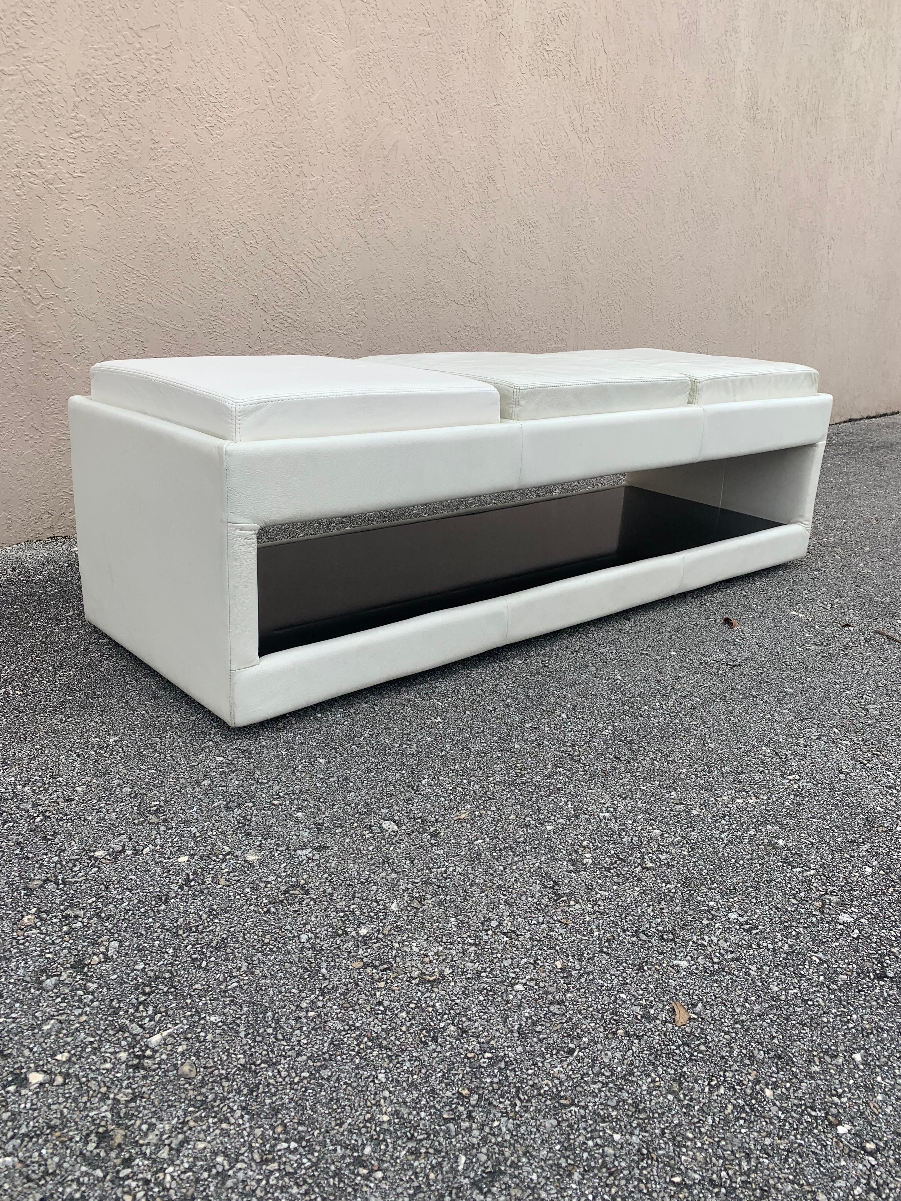 American Leather 3 Seat Benches in White, a Pair For Sale 2