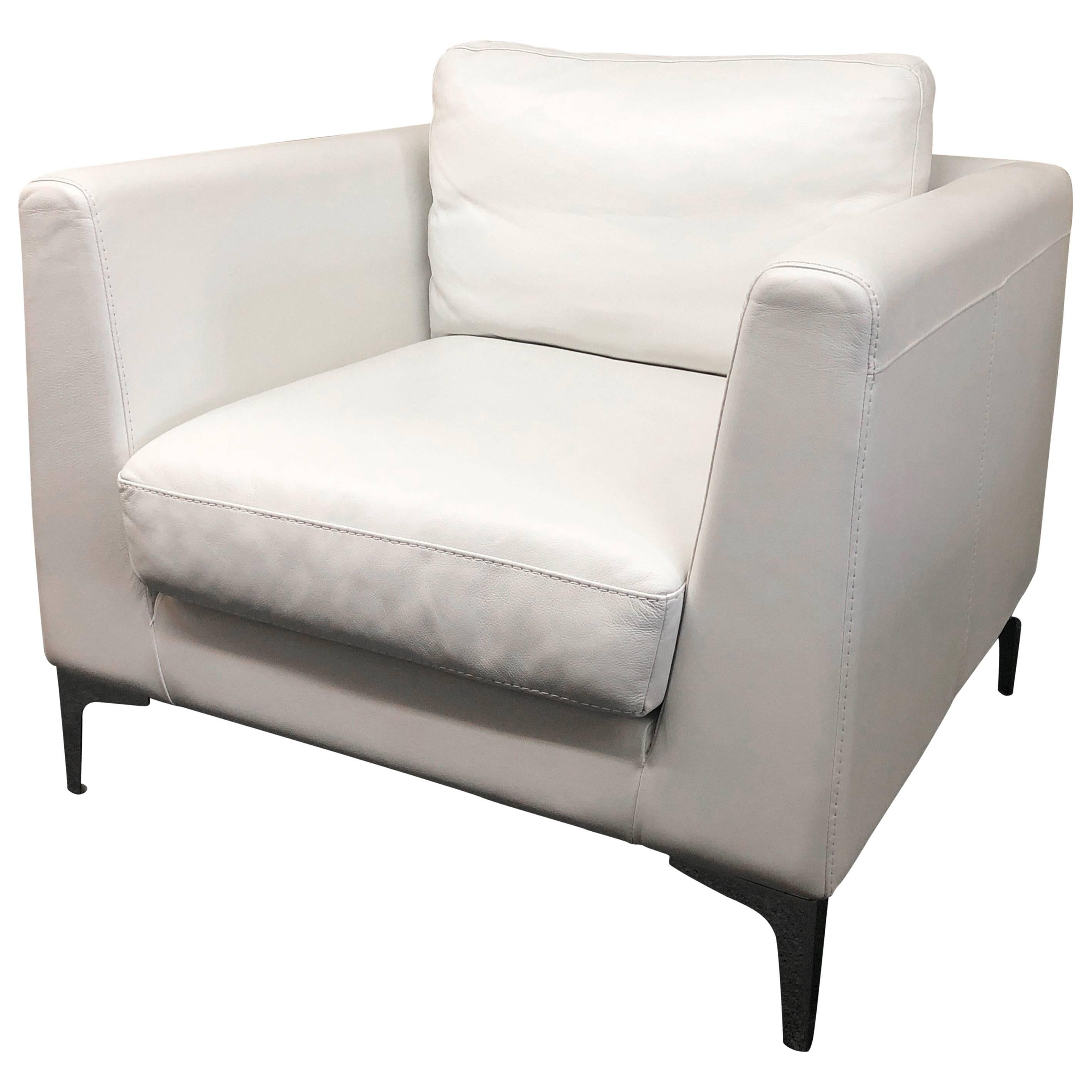 American Leather Albert White Leather Armchair for Design Within Reach For Sale