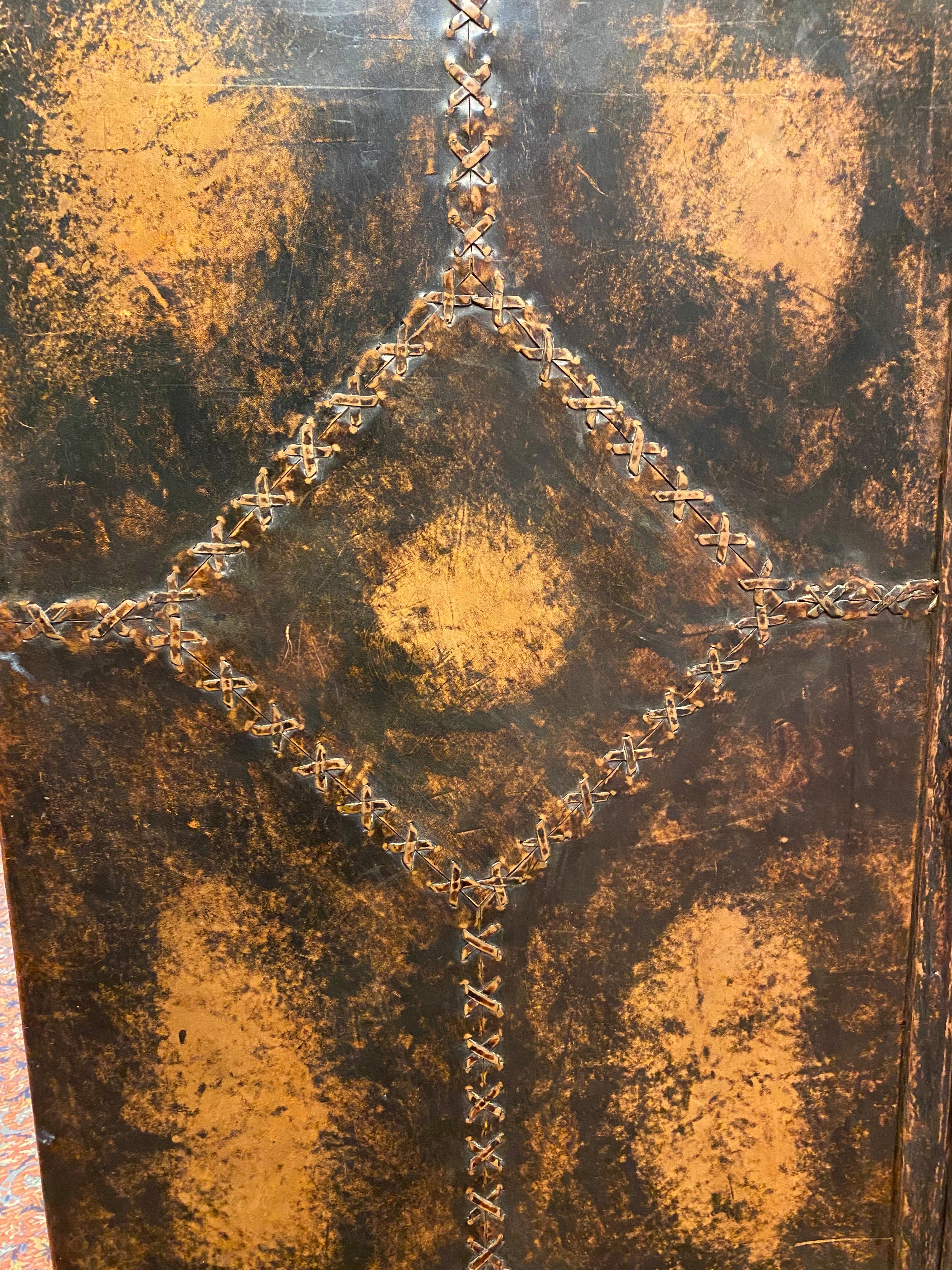 American Leather Folding Screen For Sale 1