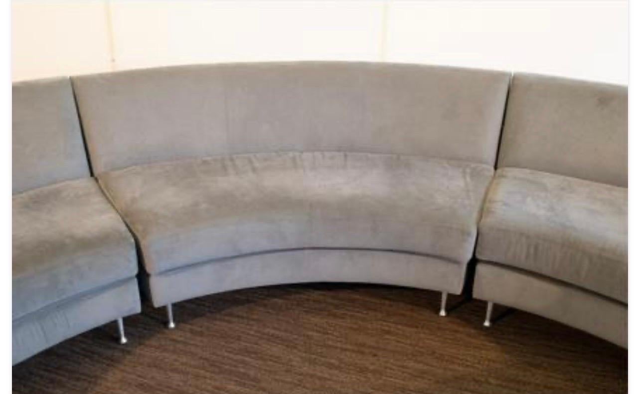 Steel American Leather Kagan Menlo Park Style Curved 3-PC Suede Leather Sectional Sofa