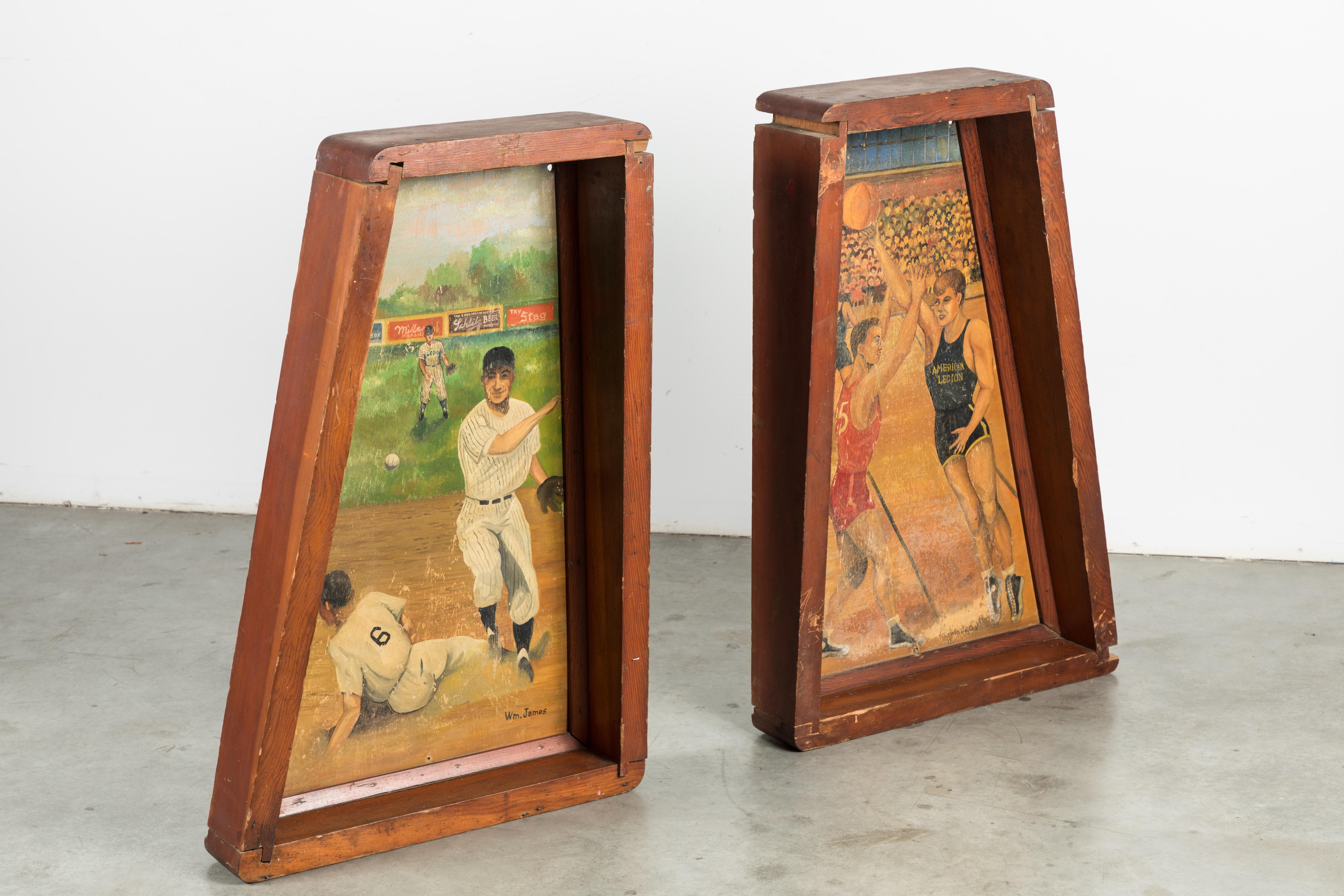 American Legion Baseball and Basketball Folk Art Paintings For Sale 5