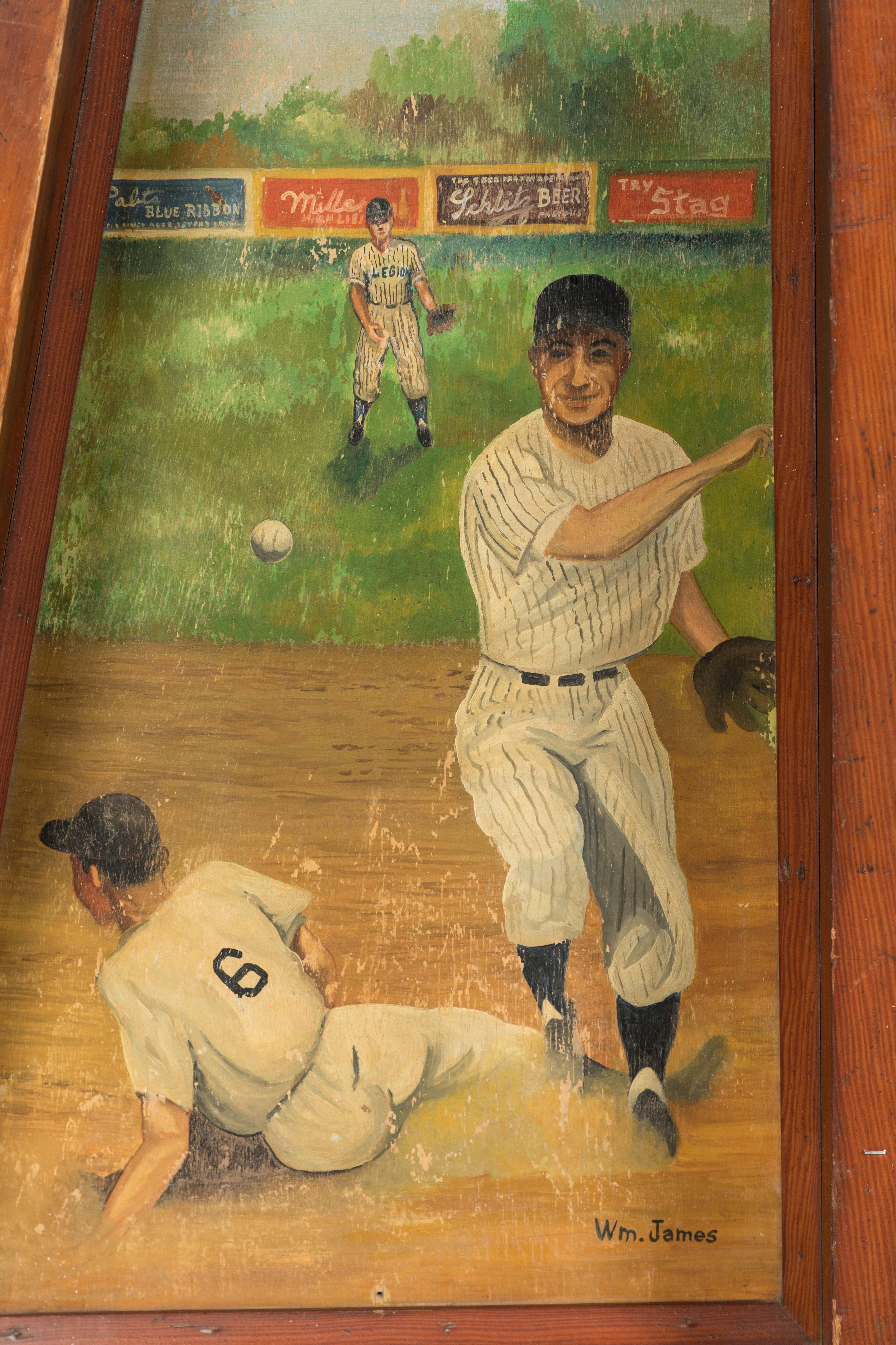 Américain Peintures d'art populaire - Baseball et basket-ball de la Légion américaine en vente