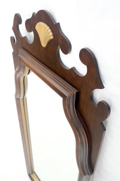 American Light Walnut Gilt Scallop Crown Decorated Wall Mirror MINT