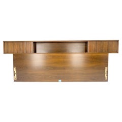 American Light Walnut Tambour Door Cabinet Storage Console King Bed Headboard