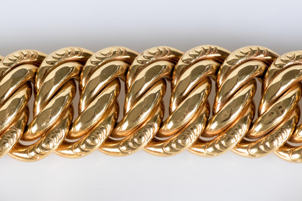 American link bracelet in 18-carat yellow gold For Sale 6