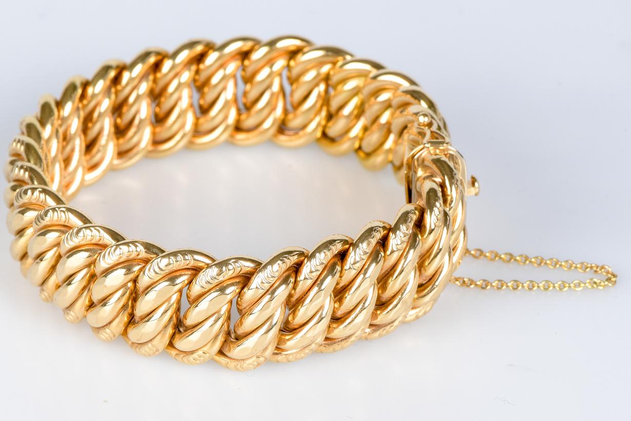 American link bracelet in 18-carat yellow gold In Excellent Condition For Sale In Monte-Carlo, MC
