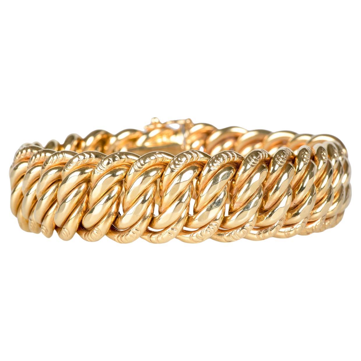 American link bracelet in 18-carat yellow gold For Sale