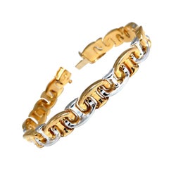 American Link Intertwined Gold Bracelet 14 Karat Two-Toned American Link Intertwined Gold Bracelet 14 Karat Two-Toned