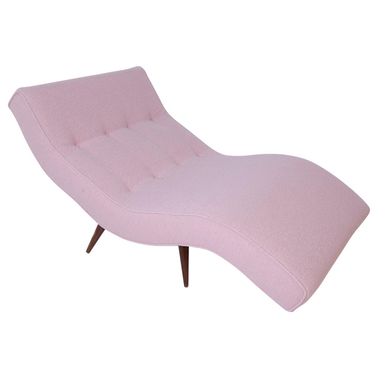 American Lounge Chair in Pink Bouclè and Wood, 1950s