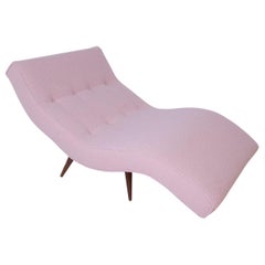 American Lounge Chair in Pink Bouclè and Wood, 1950s