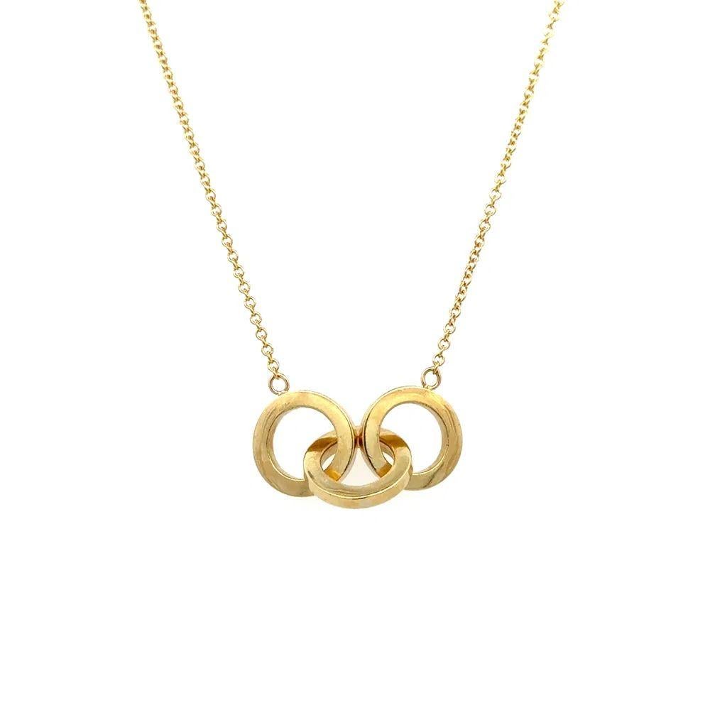 American Luxury Brand Black, Starr & Frost Intertwined 3 Rings Gold Necklace Simply Beautiful! Black, Starr & Frost 3 Intertwined Gold Rings Drop Necklace. Hand crafted in 18K Yellow Gold. Suspended from an 18