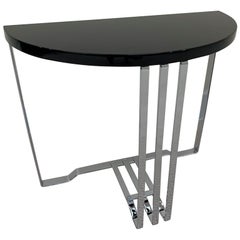 Table demi-cercle Art Déco de l'âge de la machine américain par Wolfgang Hoffman C.1930's