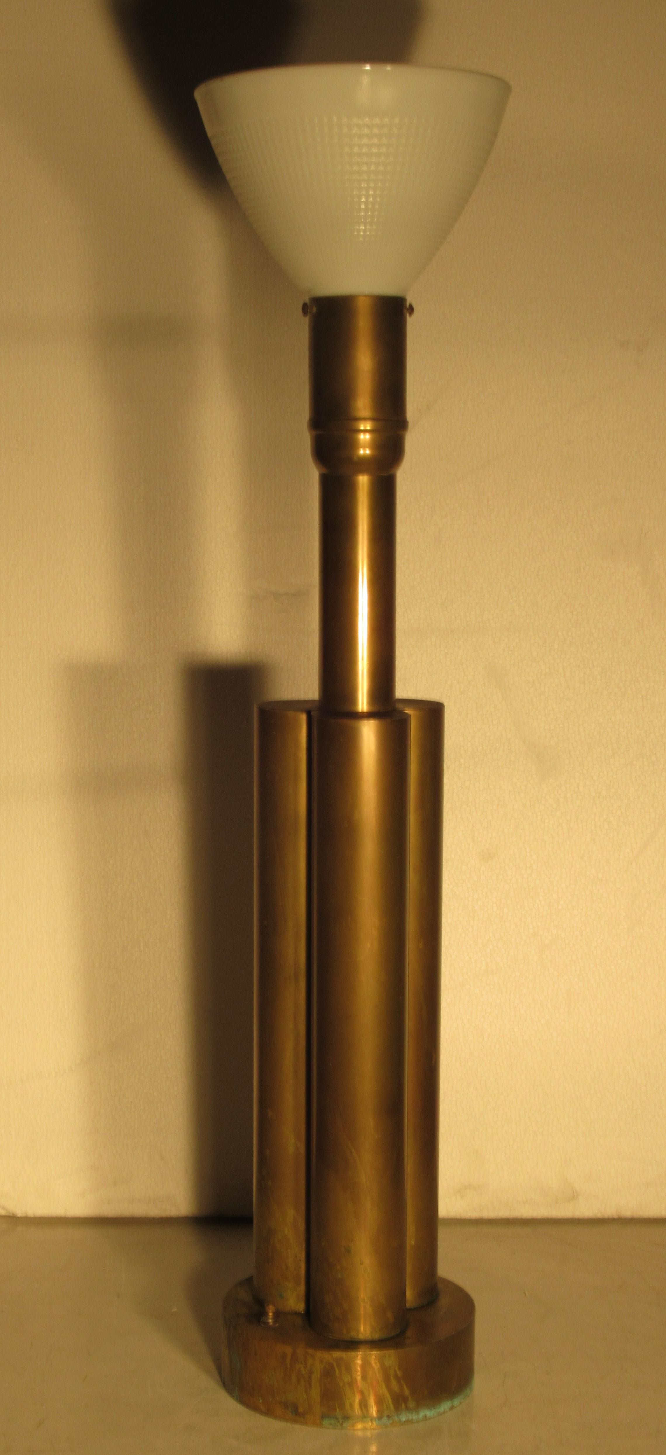 American Machine Age Brass Lamp, circa 1930 In Good Condition In Rochester, NY