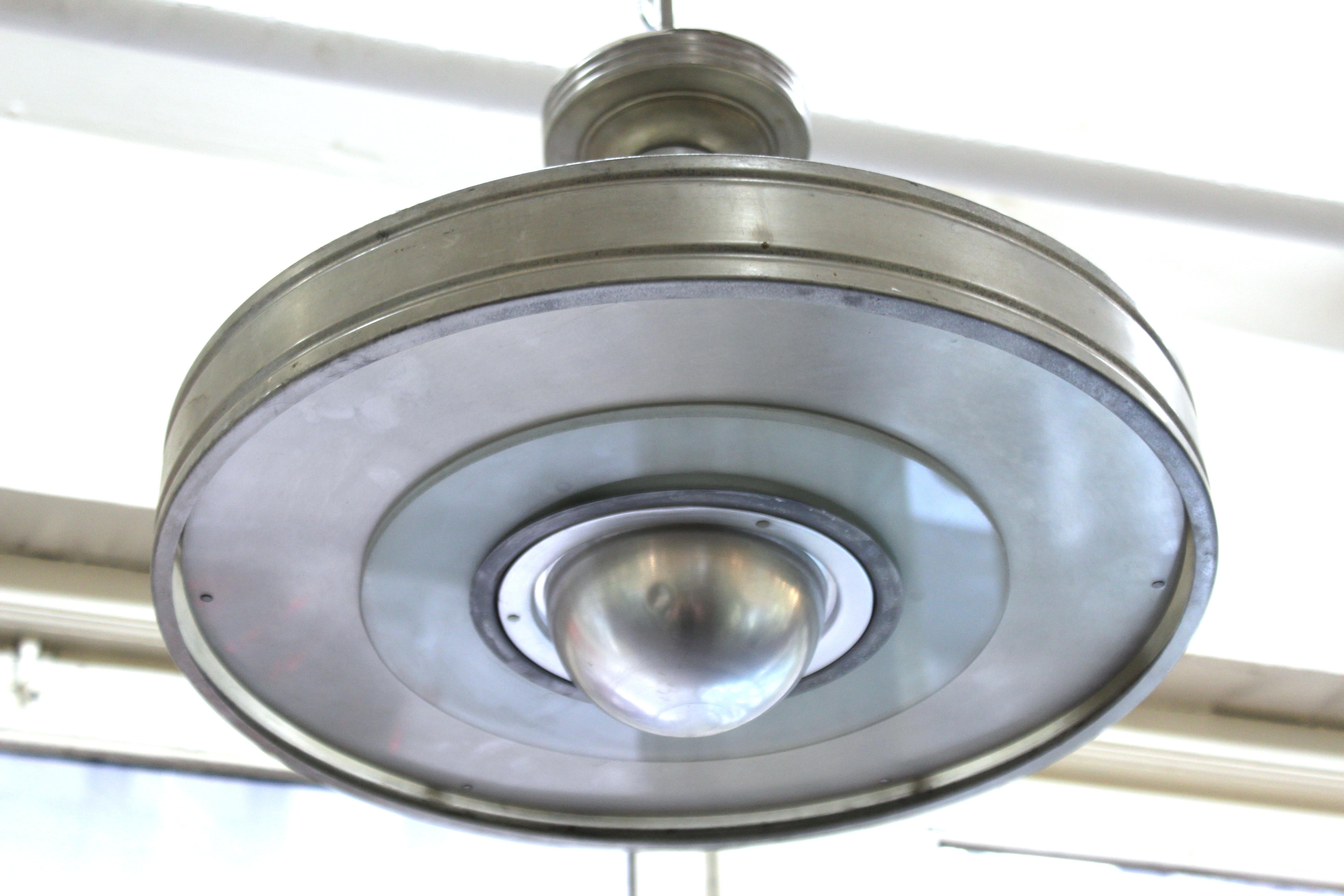 American Machine Age Ceiling Pendant Light In Good Condition In New York, NY