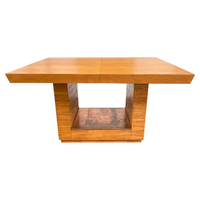 American Machine Age Wood & Copper Extendable Dining Table For Sale