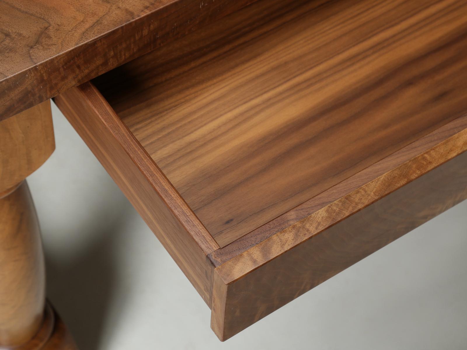 American Made Figured Walnut Desk Available Numerous Dimensions & Configurations For Sale 5