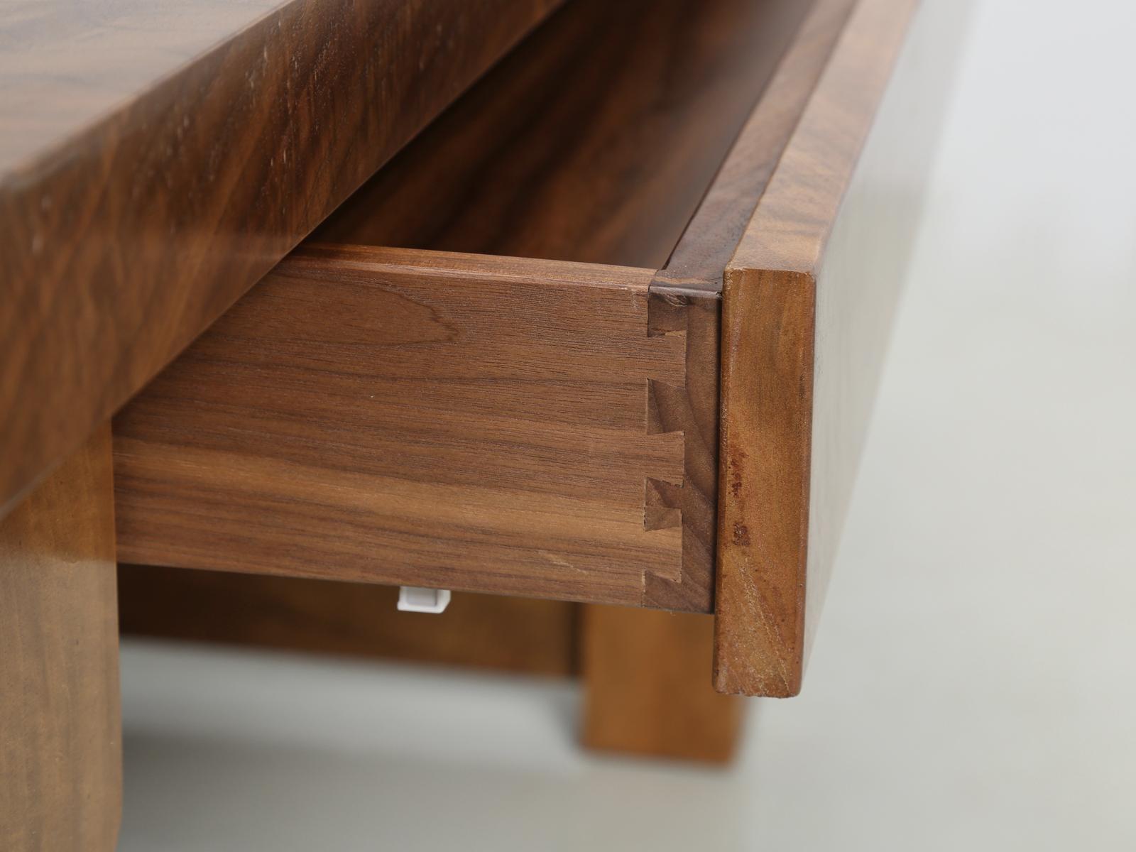 American Made Figured Walnut Desk Available Numerous Dimensions & Configurations For Sale 6