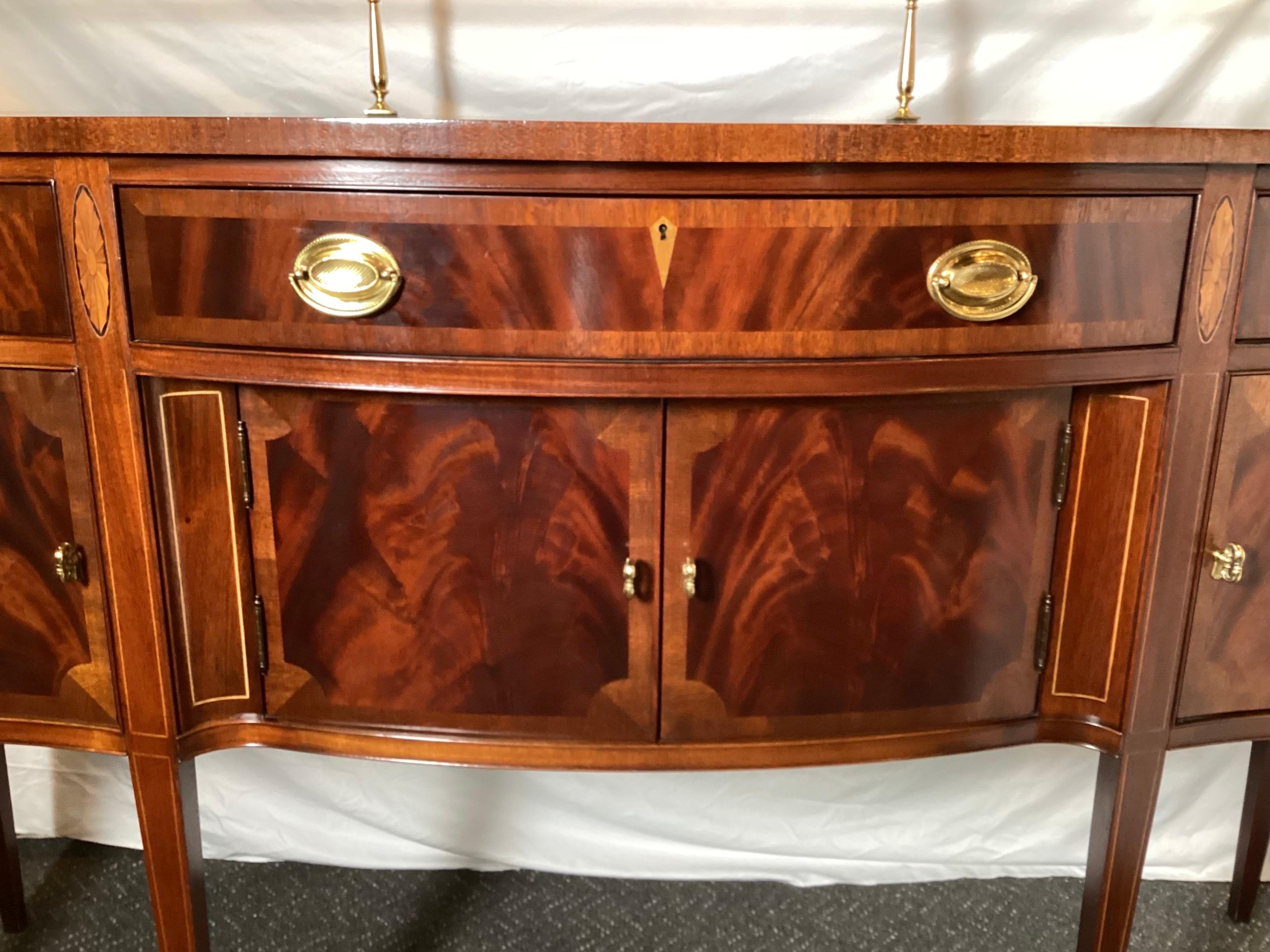 Hepplewhite American Made Mahogany and Satinwood Sideboard by Hickory Chair