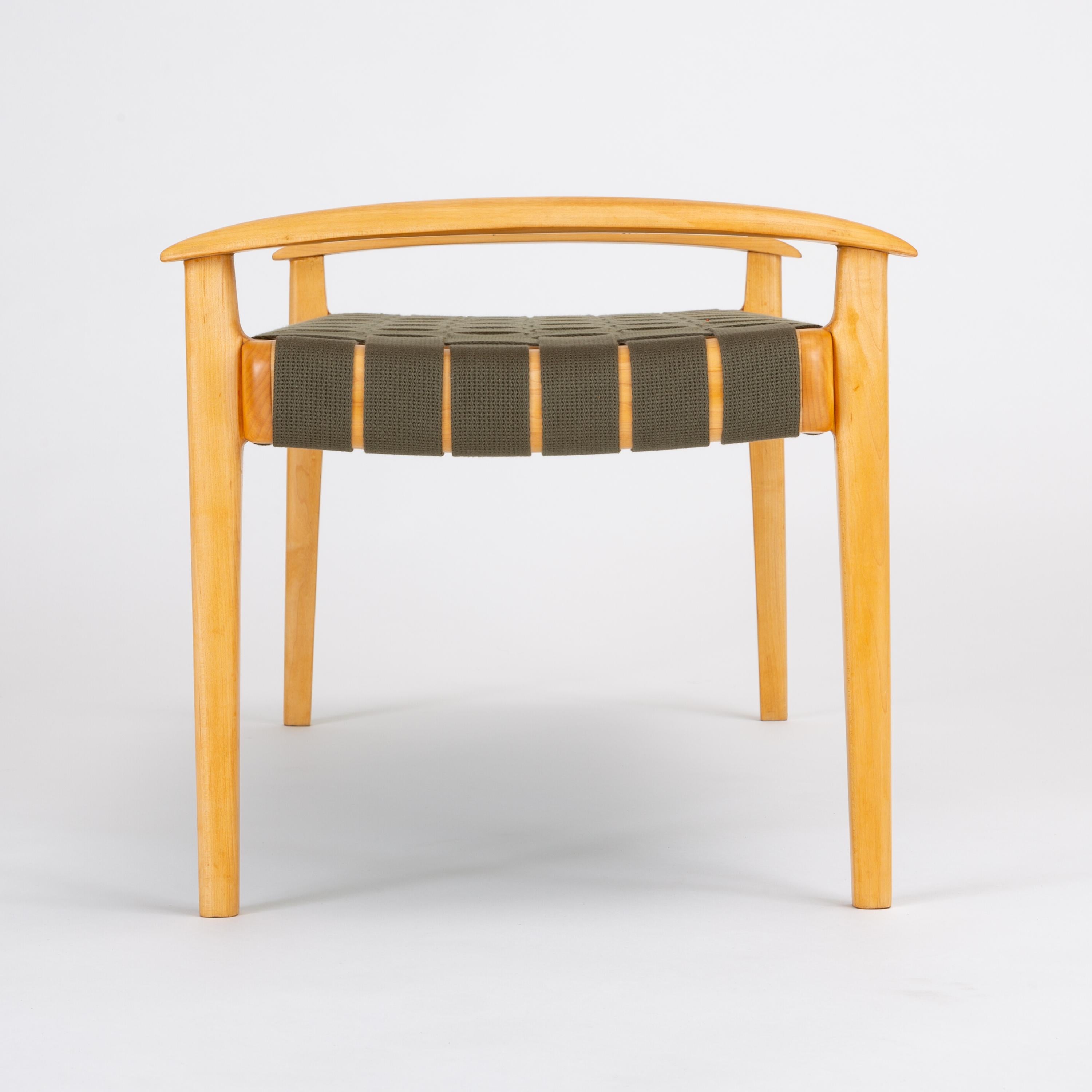 American-Made Maple Bench with Woven Seat by Tom Ghilarducci 2