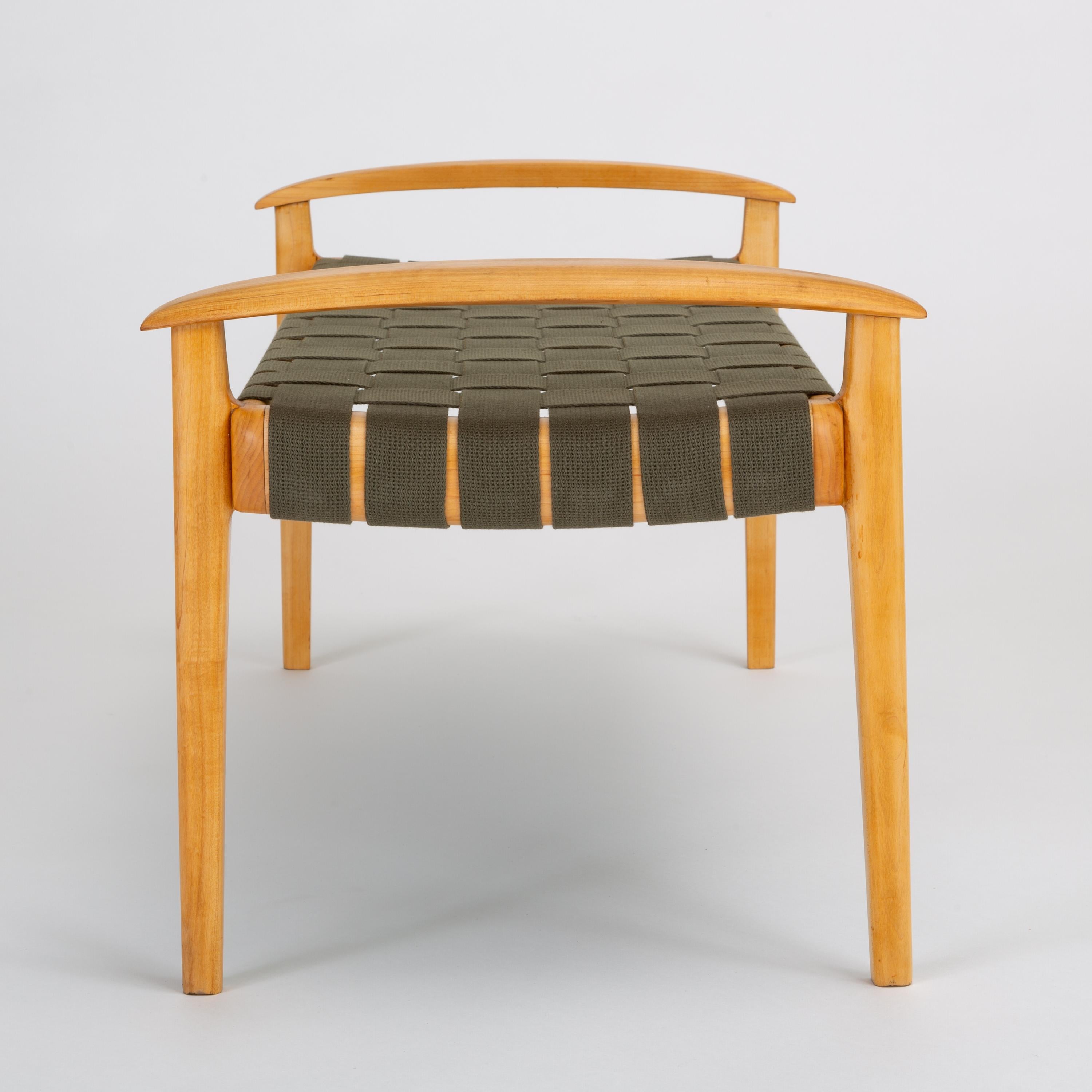 American-Made Maple Bench with Woven Seat by Tom Ghilarducci 3