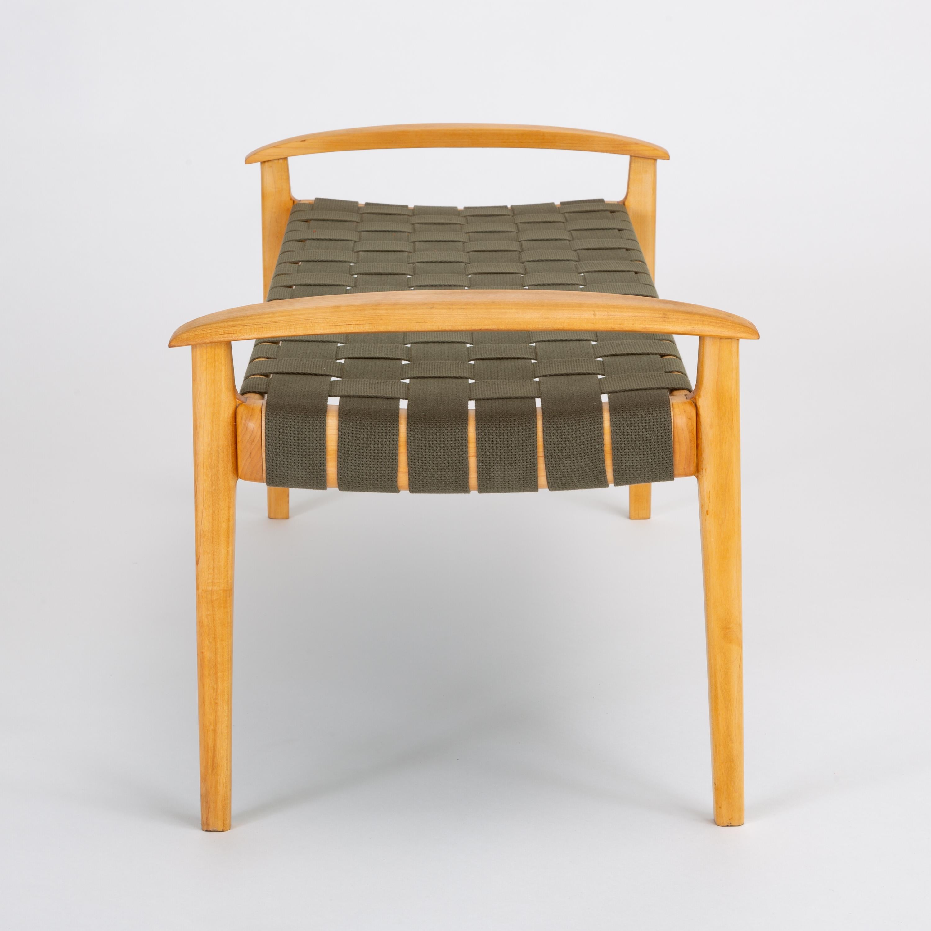American-Made Maple Bench with Woven Seat by Tom Ghilarducci 4