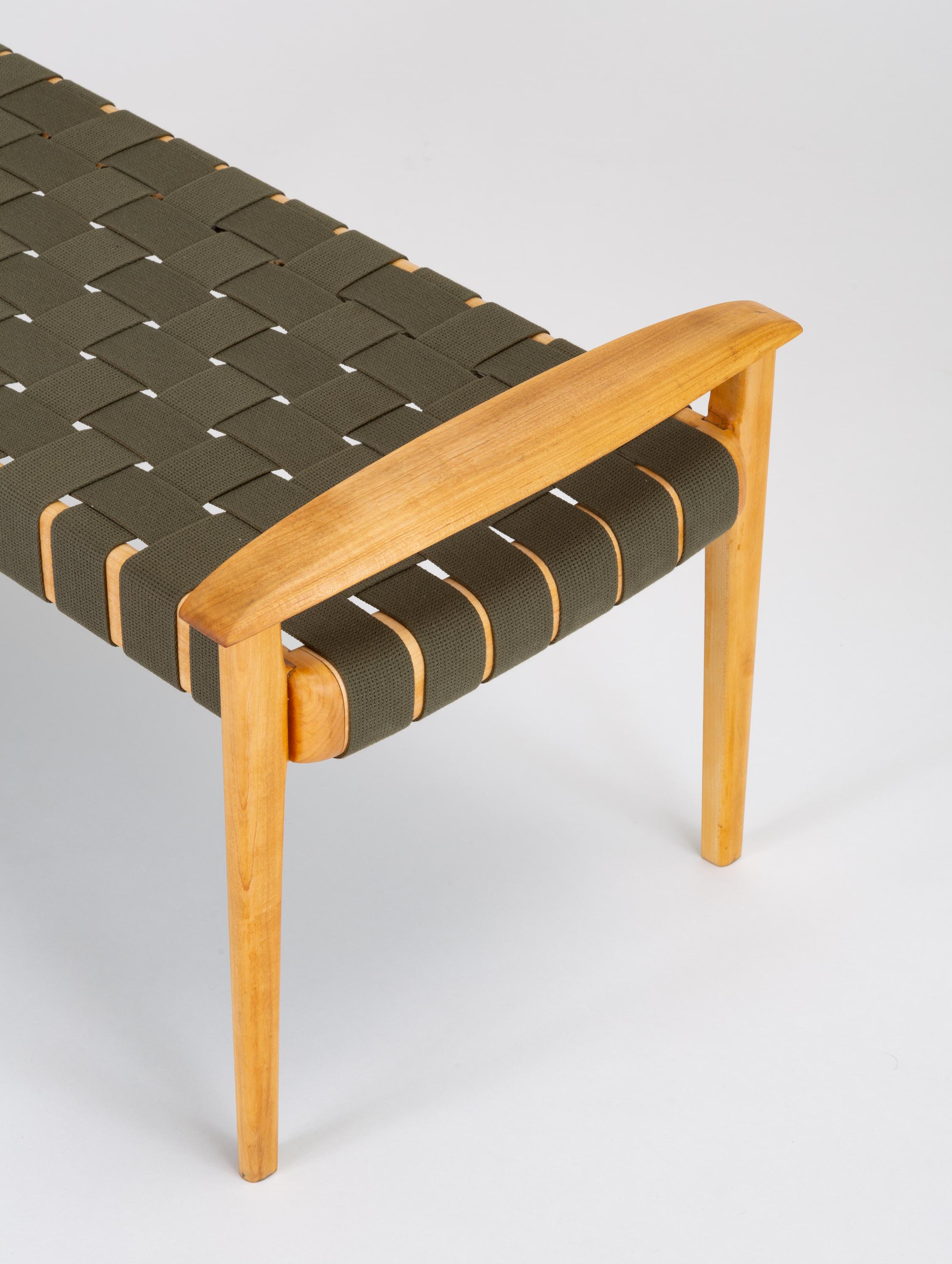 American-Made Maple Bench with Woven Seat by Tom Ghilarducci 5