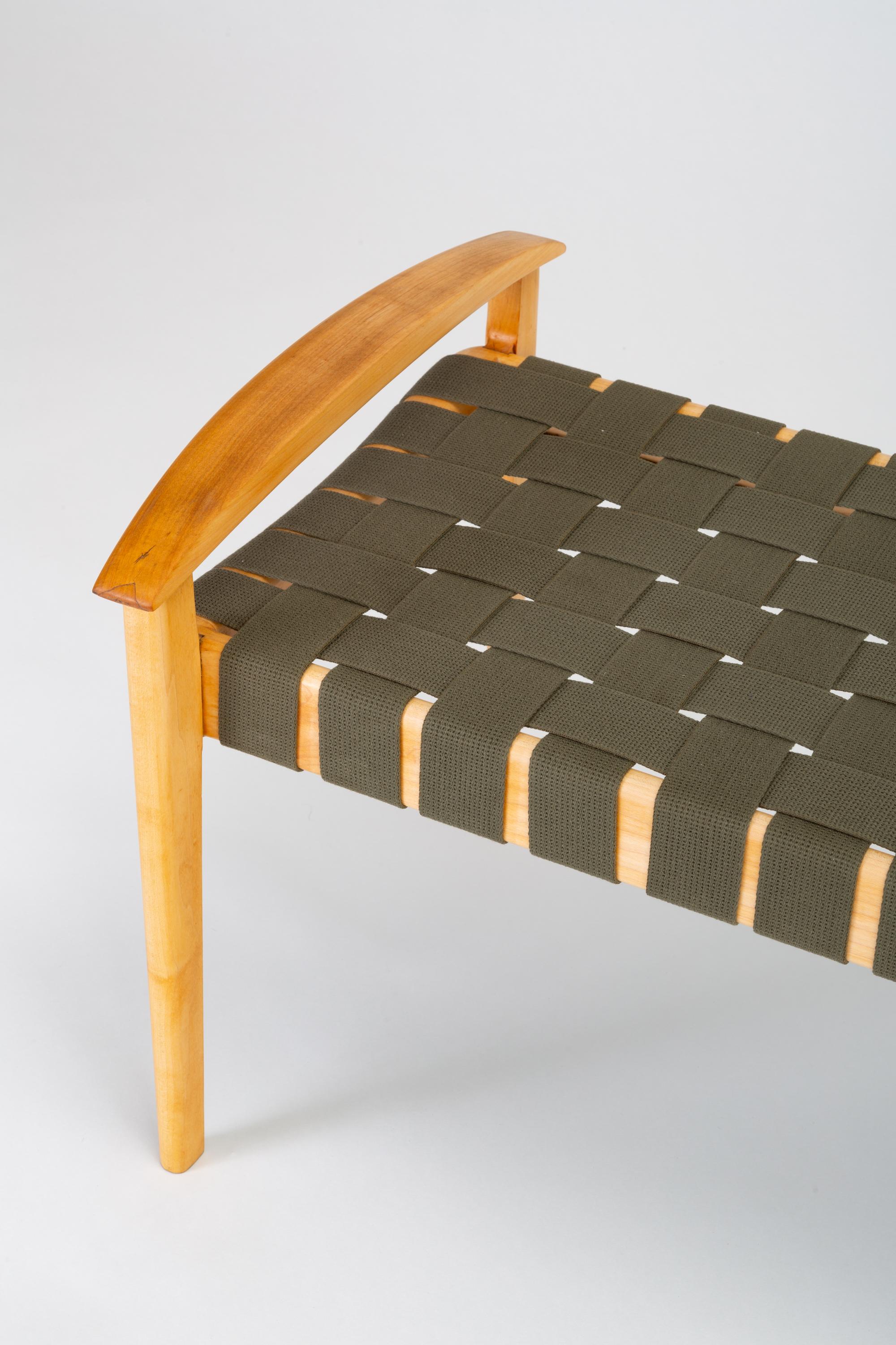 American-Made Maple Bench with Woven Seat by Tom Ghilarducci 6