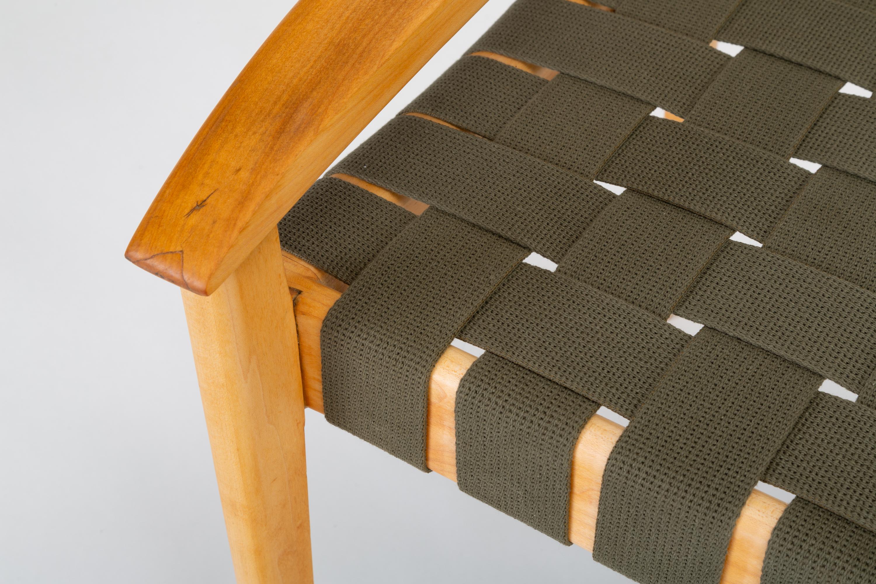American-Made Maple Bench with Woven Seat by Tom Ghilarducci 8