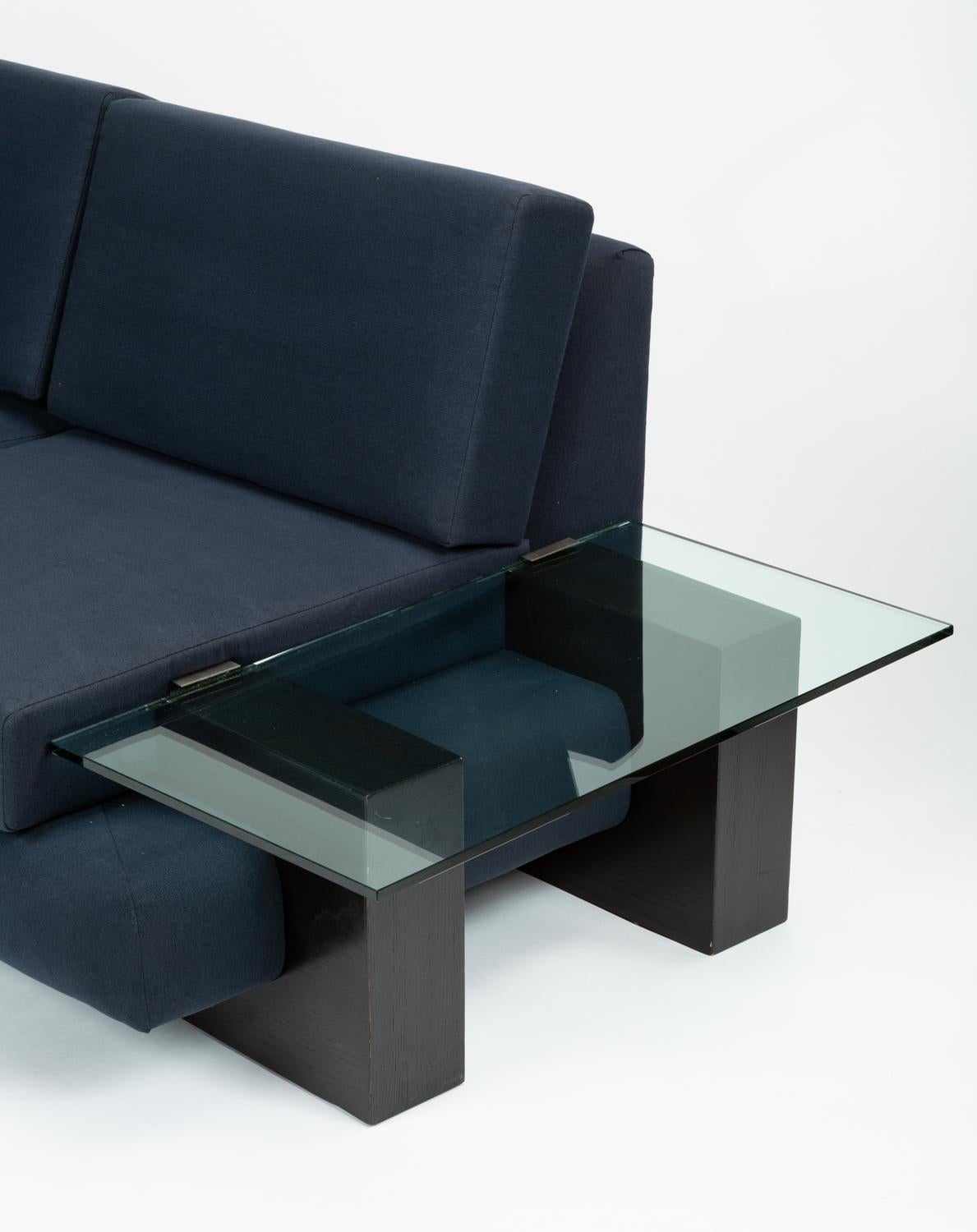 Late 20th Century American-Made Sofa with Glass End Tables by Kroehler