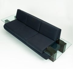 American-Made Sofa with Glass End Tables by Kroehler