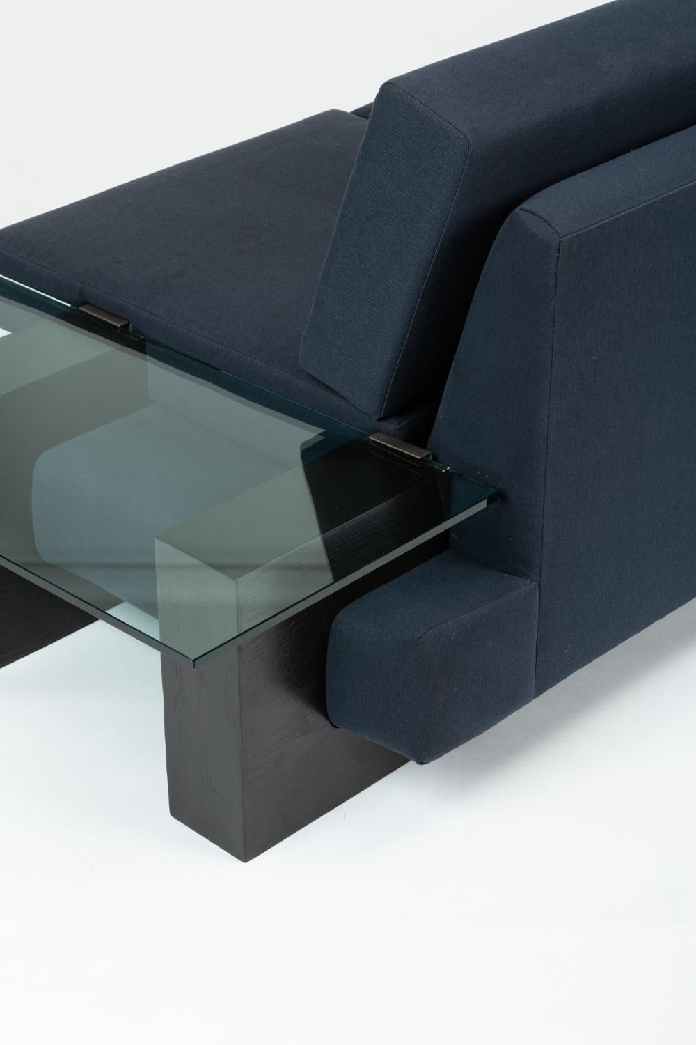 Mid-Century Modern American-Made Sofa with Glass End Tables