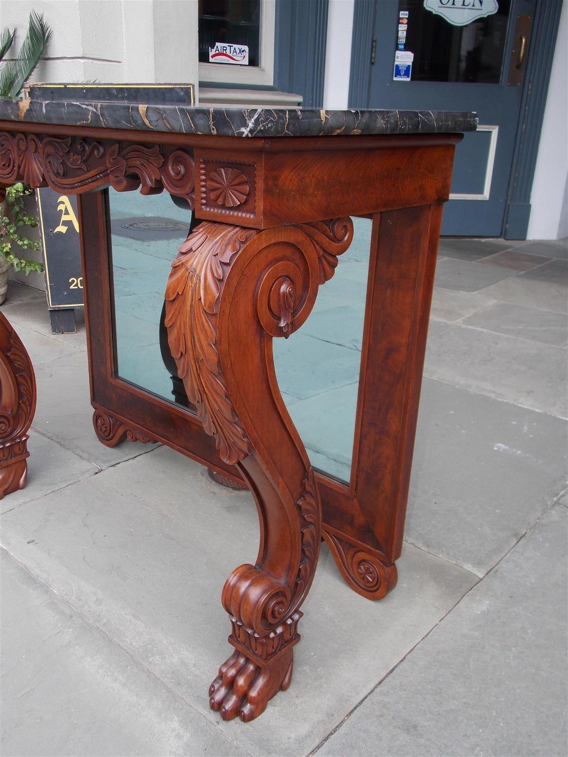 American Mahogany Acanthus Mable-Top Console, Isaac Vose, Boston, Circa 1830 For Sale 3