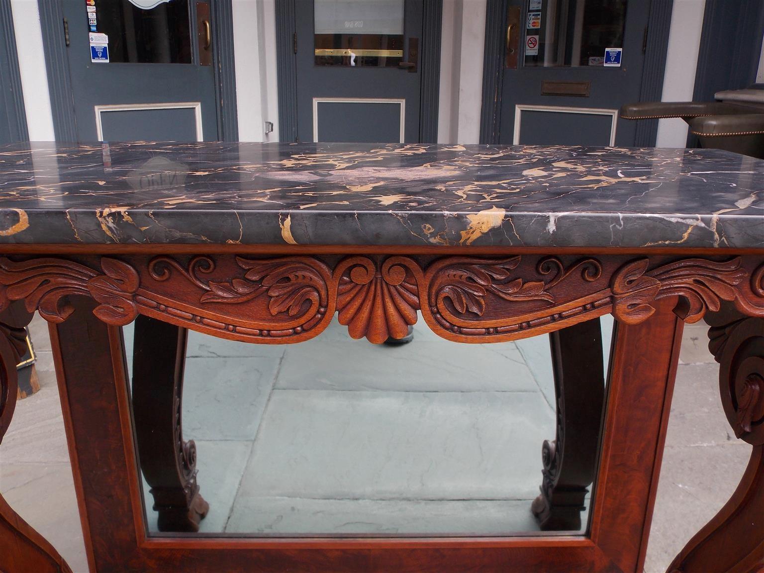 American Mahogany Acanthus Mable-Top Console, Isaac Vose, Boston, Circa 1830 For Sale 1