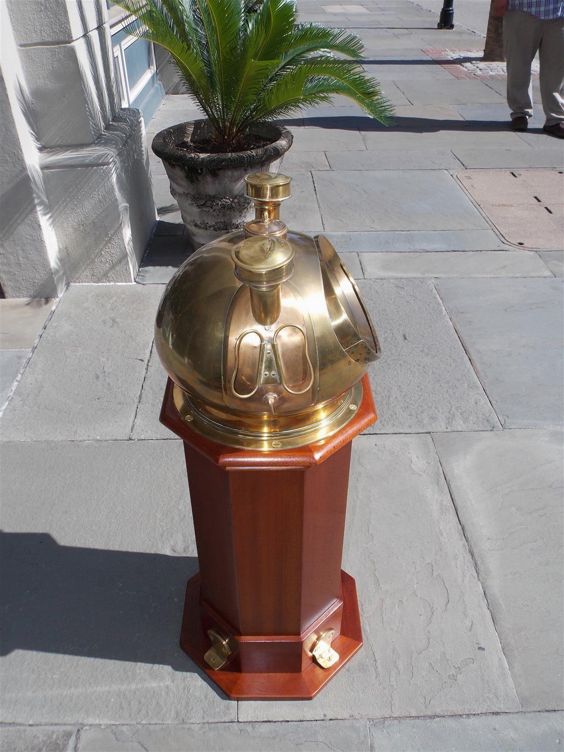 American Mahogany and Brass Ship Binnacle, Riggs & Brothers, Phila. Circa 1880 In Excellent Condition For Sale In Hollywood, SC
