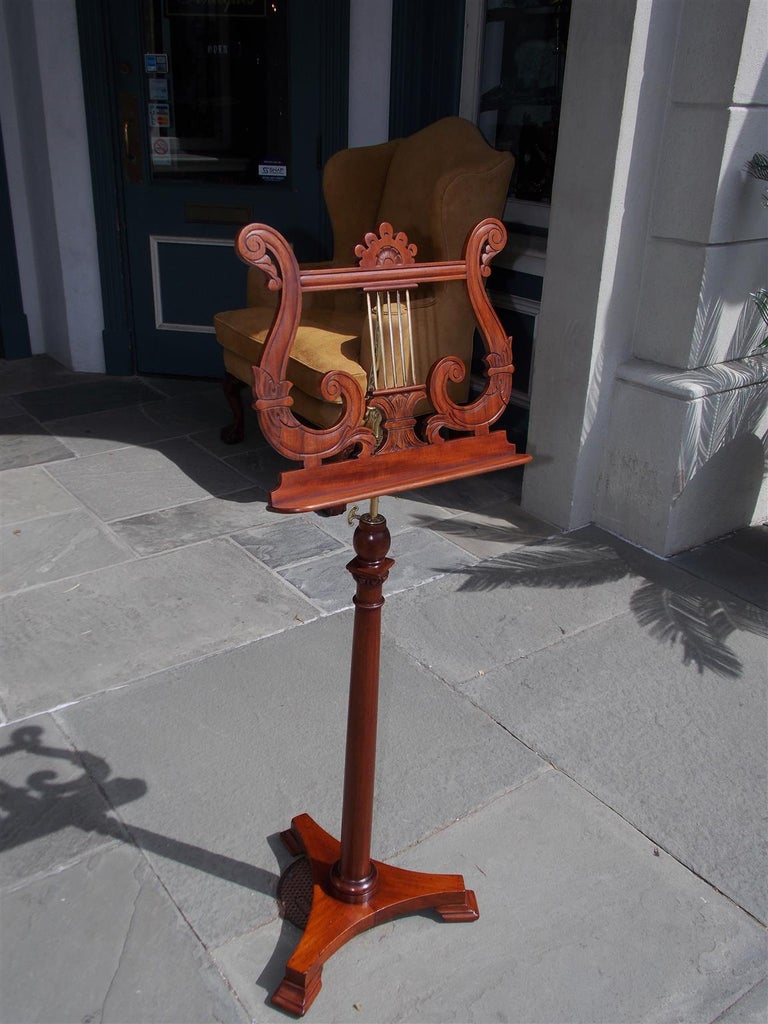 American Mahogany And Brass Telescopic Lyre Foliage Music Stand