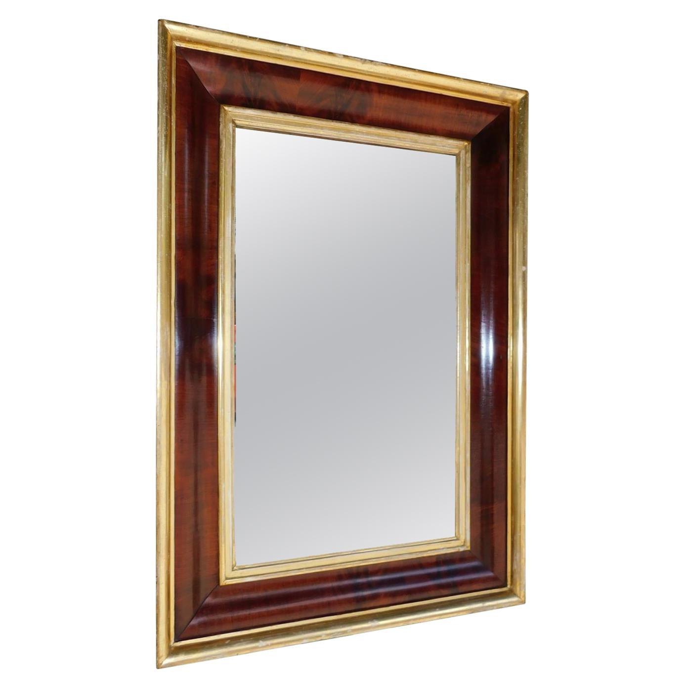 American Mahogany and Gilt Wood Ogee Wall Mirror, Circa 1830 For Sale