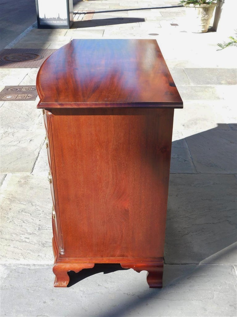 American Mahogany Bow Front Chest of Drawers with Fluted Quarter