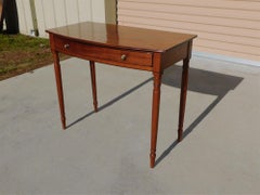 American Mahogany Bow Front One Drawer Writing Table w/ Bulbous Ringed Legs 1815
