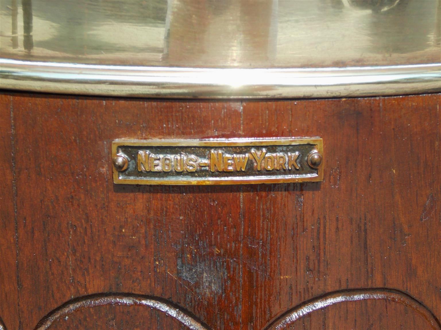 American Empire Mahogany and Brass Skylight Ship Binnacle, T.S. & J.D. Negus NY, Circa 1860 For Sale